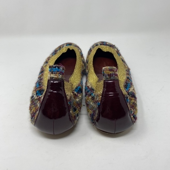CHANEL Women's Purple and multicolor tweed stretch cap-toe flats Sz 39.5 Preppy - Picture 6 of 12